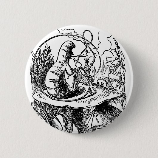 Alice in Wonderland Hookah Caterpijler Ronde Button 5,7 Cm (Voorkant)