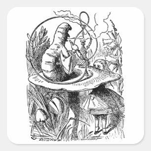  Alice in Wonderland Hookah Caterpijler Vierkante Sticker