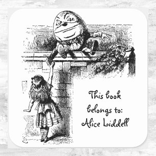 Alice in Wonderland, Humpty Dumpty Boekplaat Vierkante Sticker