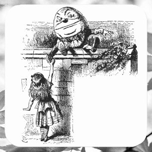 Alice in Wonderland, Humpty Dumpty met Alice Vierkante Sticker