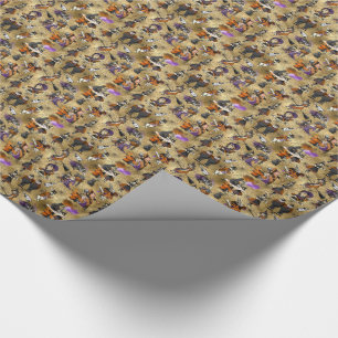 Alice in Wonderland in Halloween Theme Cobweb Gold Cadeaupapier