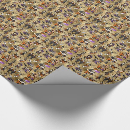 Alice in Wonderland in Halloween Theme Cobweb Gold Cadeaupapier (Hoek)