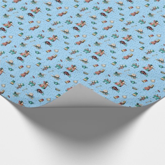 Alice in Wonderland in koraal/turquoise en glitter Cadeaupapier (Hoek)