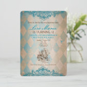 Alice in Wonderland - Invite Kaart (Staand voorkant)