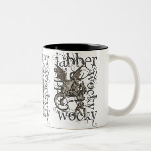 Alice in Wonderland Jabberwocky Grunge (eenmalig) Tweekleurige Koffiemok