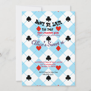 Alice in Wonderland Kaartachterkant Uitnodiging
