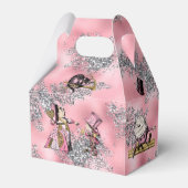 Alice in Wonderland Karakters op Roze en Zilver Bedankdoosjes (Voorkant Zijde)