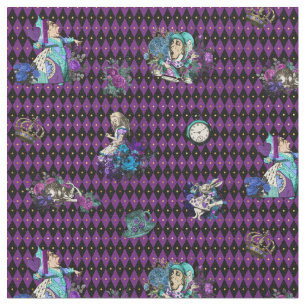Alice in Wonderland Karakters over Violet Harlequi Stof