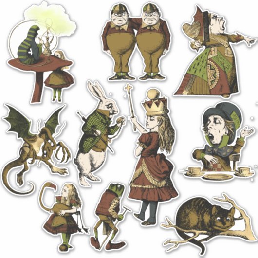  Alice in Wonderland Karakters Stickers (Voorkant)