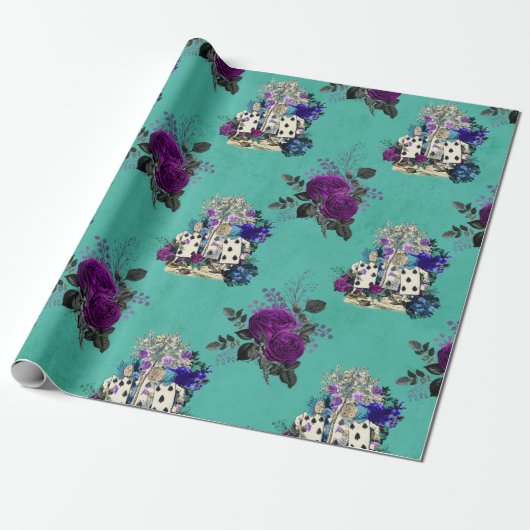 Alice in Wonderland Kards en Rozen Cadeaupapier (Uitgerold)