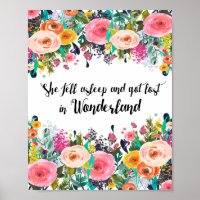 Alice in Wonderland, kinderkamer citaat print, pos