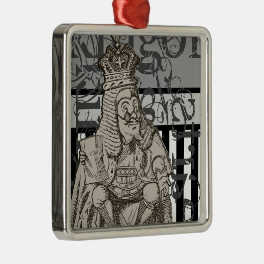 Alice in Wonderland King of Hearts Grunge Metalen Ornament (Rechts)