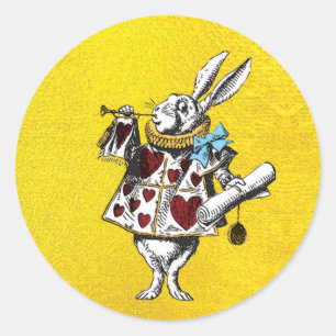 Alice in Wonderland Konijn op Goud Ronde Sticker