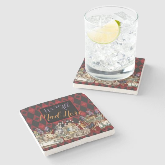 Alice in Wonderland Mad Cheshire Cat Stenen Onderzetter (Zijkant)