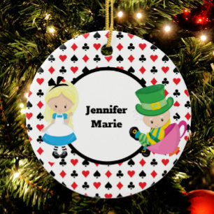 Alice in Wonderland Mad Hatter Card Decf Custom Keramisch Ornament