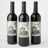 Alice in Wonderland Mad Hatter Drink Me Bottle Wijn Etiket (Flessen)