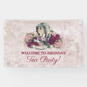 Alice in Wonderland Mad Hatter Tea Party Welkom Spandoek