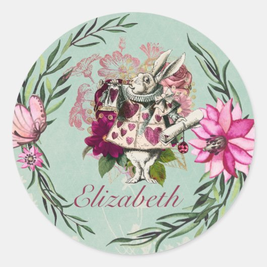 Alice in Wonderland Mad Hatters Tea Party Custom Ronde Sticker (Voorkant)