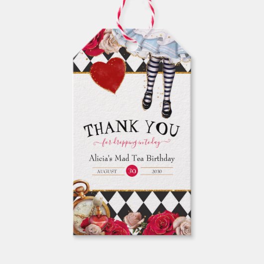 Alice in Wonderland Mad Tea Dank je wel Cadeaulabel (Voorkant)