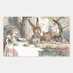 Alice in Wonderland Mad Tea Party Kunst Rechthoekige Sticker
