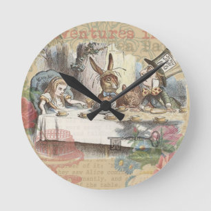 Alice in Wonderland Mad Tea Party Kunst Ronde Klok