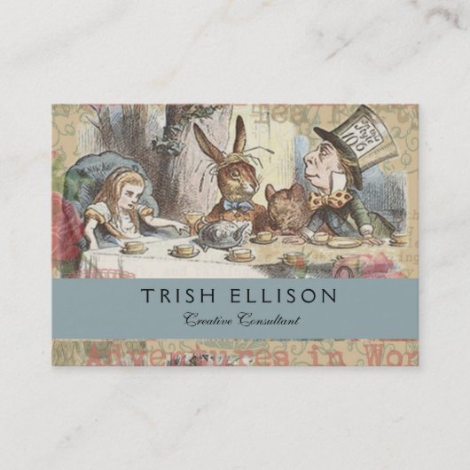Alice in Wonderland Mad Tea Party Kunst Visitekaartje (Voorkant)