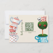 Alice in Wonderland Mariage code qr carte RSVP (Devant)