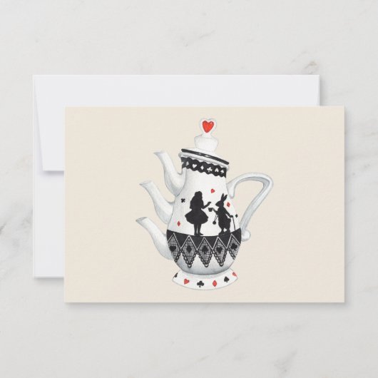 Alice in Wonderland Mariage code qr carte RSVP (Dos)