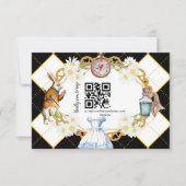 Alice in Wonderland Mariage code qr carte RSVP (Devant)