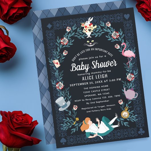 Alice in Wonderland Meisje Baby shower Kaart
