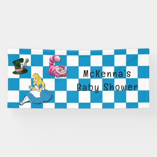 Alice in Wonderland met Cheshire Cat Baby shower Spandoek (Horizontaal)