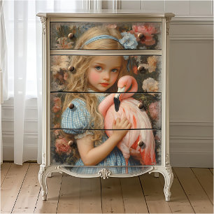 Alice in Wonderland met een Roze Flamingo Tissuepapier