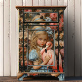 Alice in Wonderland met een roze flamingo Tissuepapier