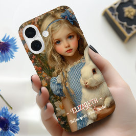 Alice in Wonderland met een wit konijn iPhone 16 Hoesje