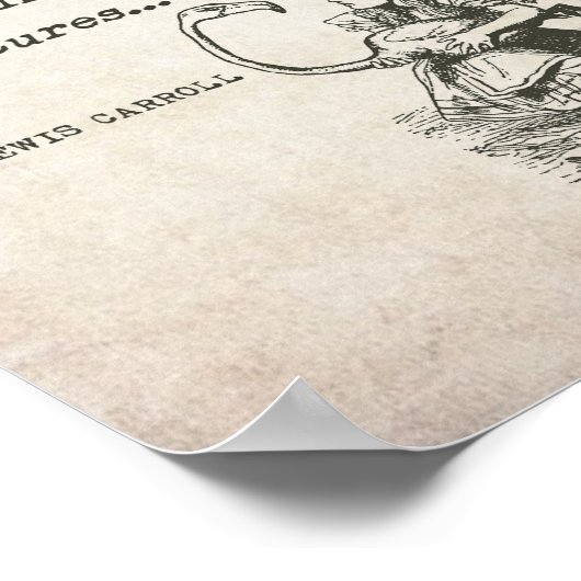 Alice In Wonderland Met Flamingo Avontuur Citaat Poster (Hoek)