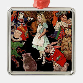 Alice in Wonderland met Friends Illustration Metalen Ornament