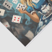 Alice in Wonderland met speelkaarten en theepot Tissuepapier (Detail)