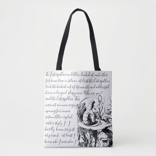  Alice in Wonderland met zwart en wit script Draagtas (Voorkant)