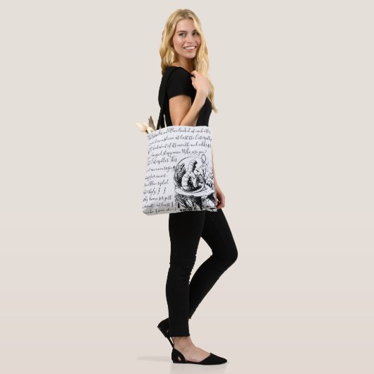 Alice in Wonderland met zwart en wit script Draagtas (Op model)