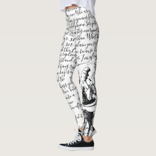 Alice in Wonderland met zwart en wit script Leggings