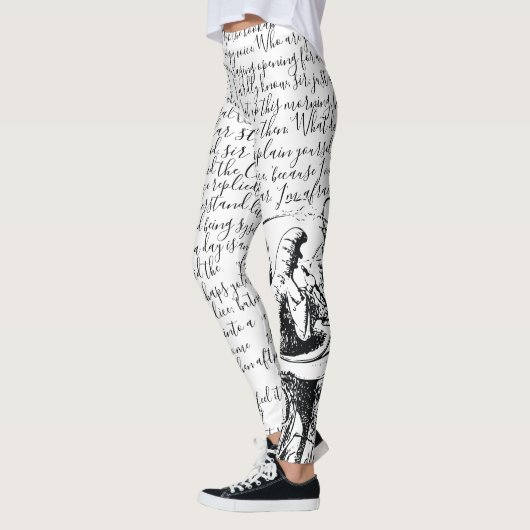Alice in Wonderland met zwart en wit script Leggings (Links)