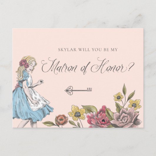 Alice in Wonderland | Mijn Matron of Honor? Uitnodiging Briefkaart (Voorkant)