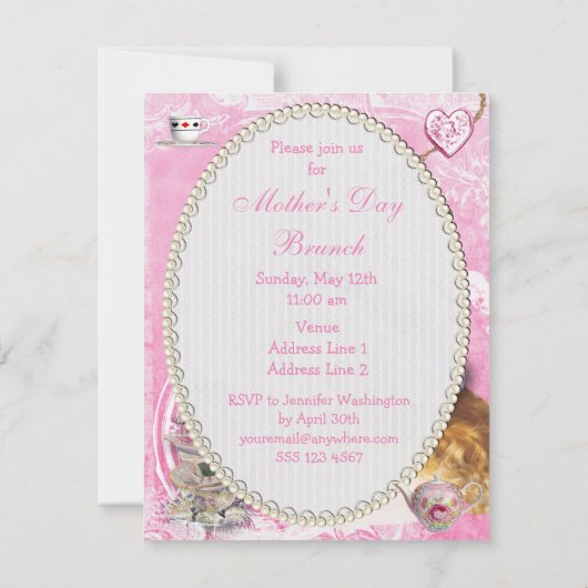 Alice in Wonderland Moederdag Brunch Kaart (Achterkant)