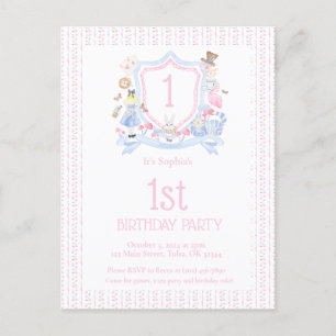 Alice in Wonderland Monogram Wapenfeest Briefkaart