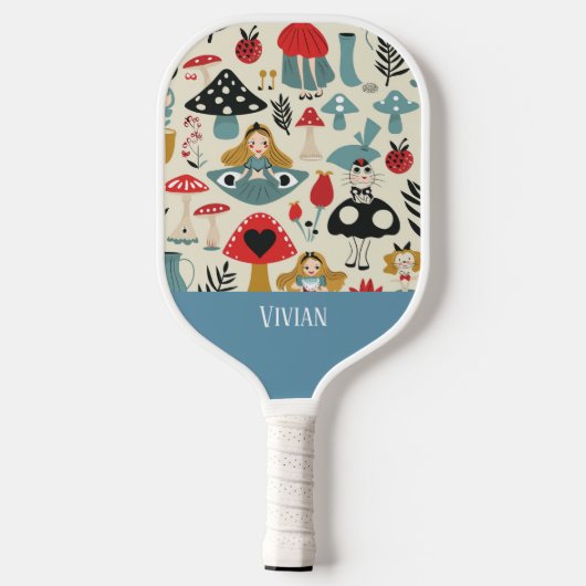 Alice in Wonderland Naadloze Patroon Pickleball Paddle (Achterkant)