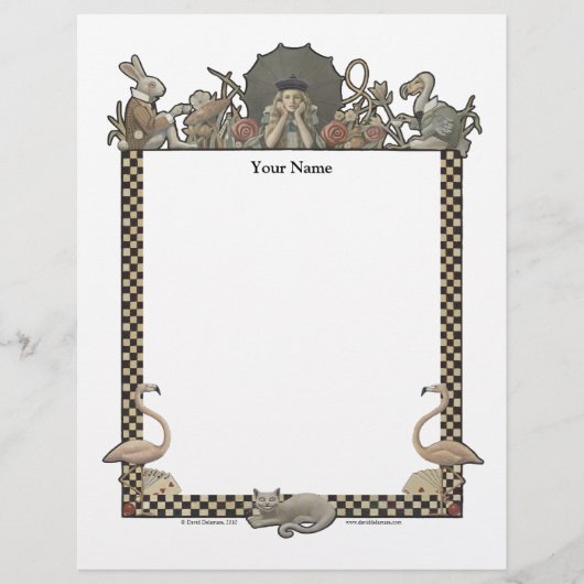 Alice in Wonderland Naam Letterhead Custom Briefhoofd (Voorkant)