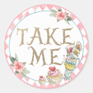 Alice in Wonderland: "Neem me Sticker" Ronde Sticker