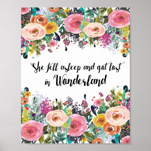Alice in Wonderland, Neursery Quote Print, Poster (Voorkant)