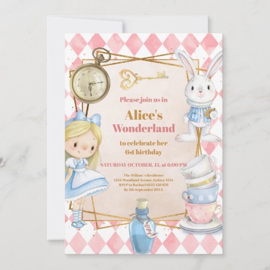 Alice in Wonderland One-derland 1e verjaardag Kaart (Voorkant)