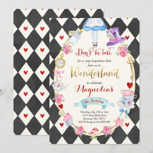 Alice in Wonderland op de dag van de uitnodiging v